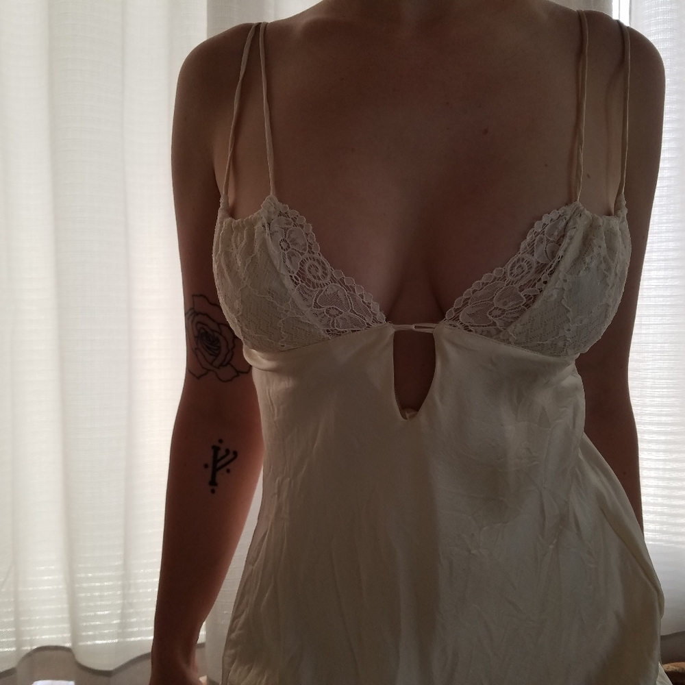Vintage Cream 100% Silk Janet Reger Slip Dress